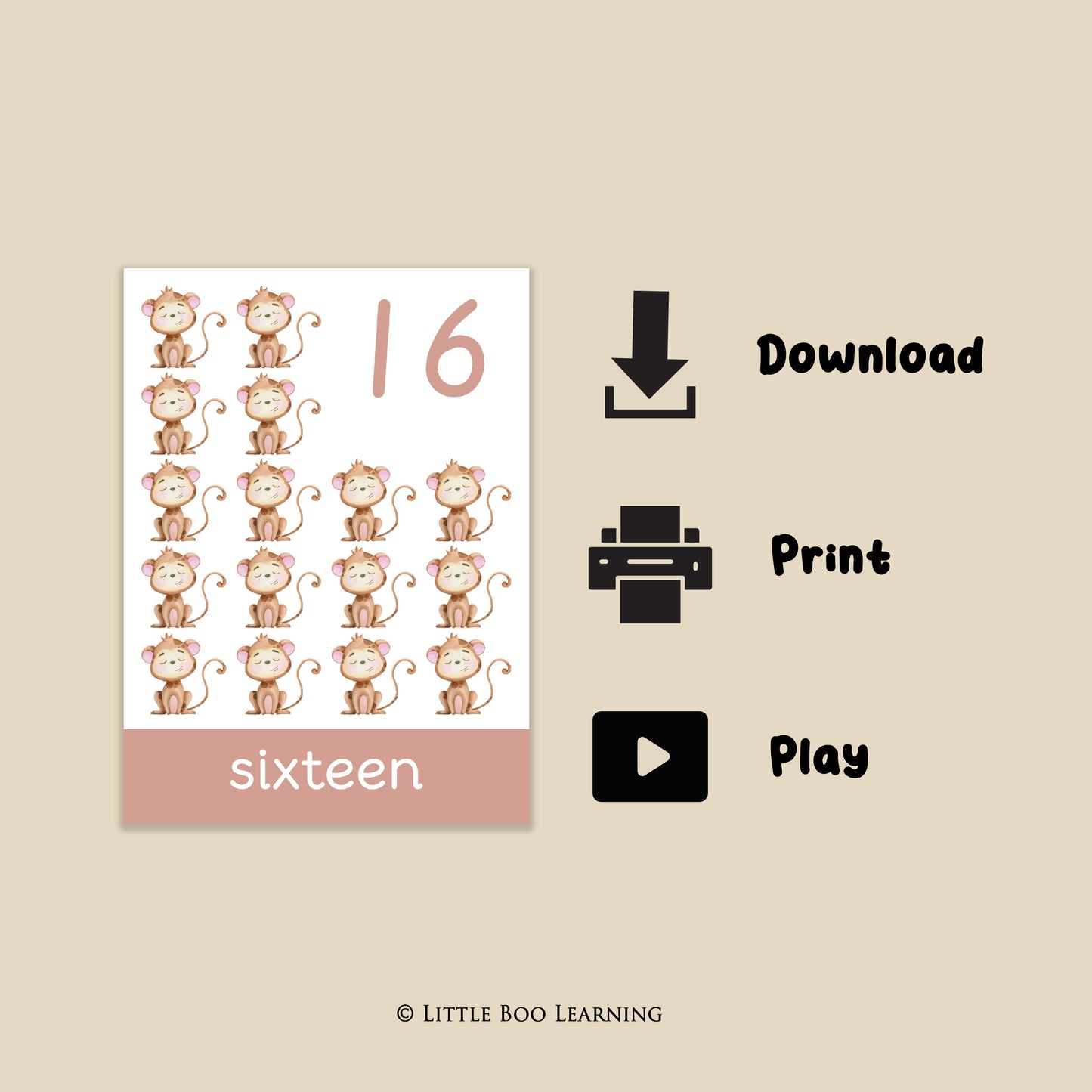 Animal Numbers 1-20 Flashcards