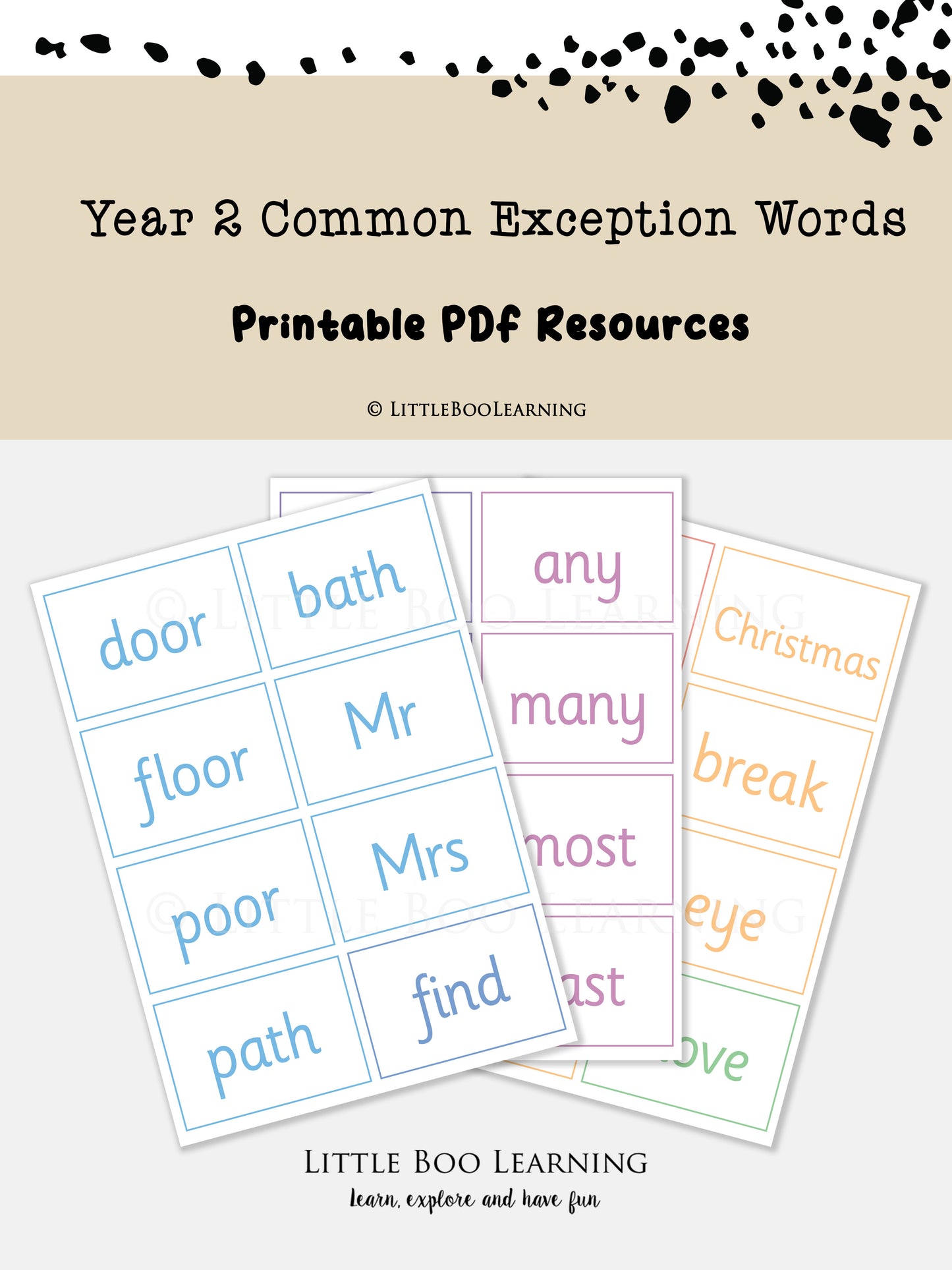 Year 2 Common Exception Words Flashcards