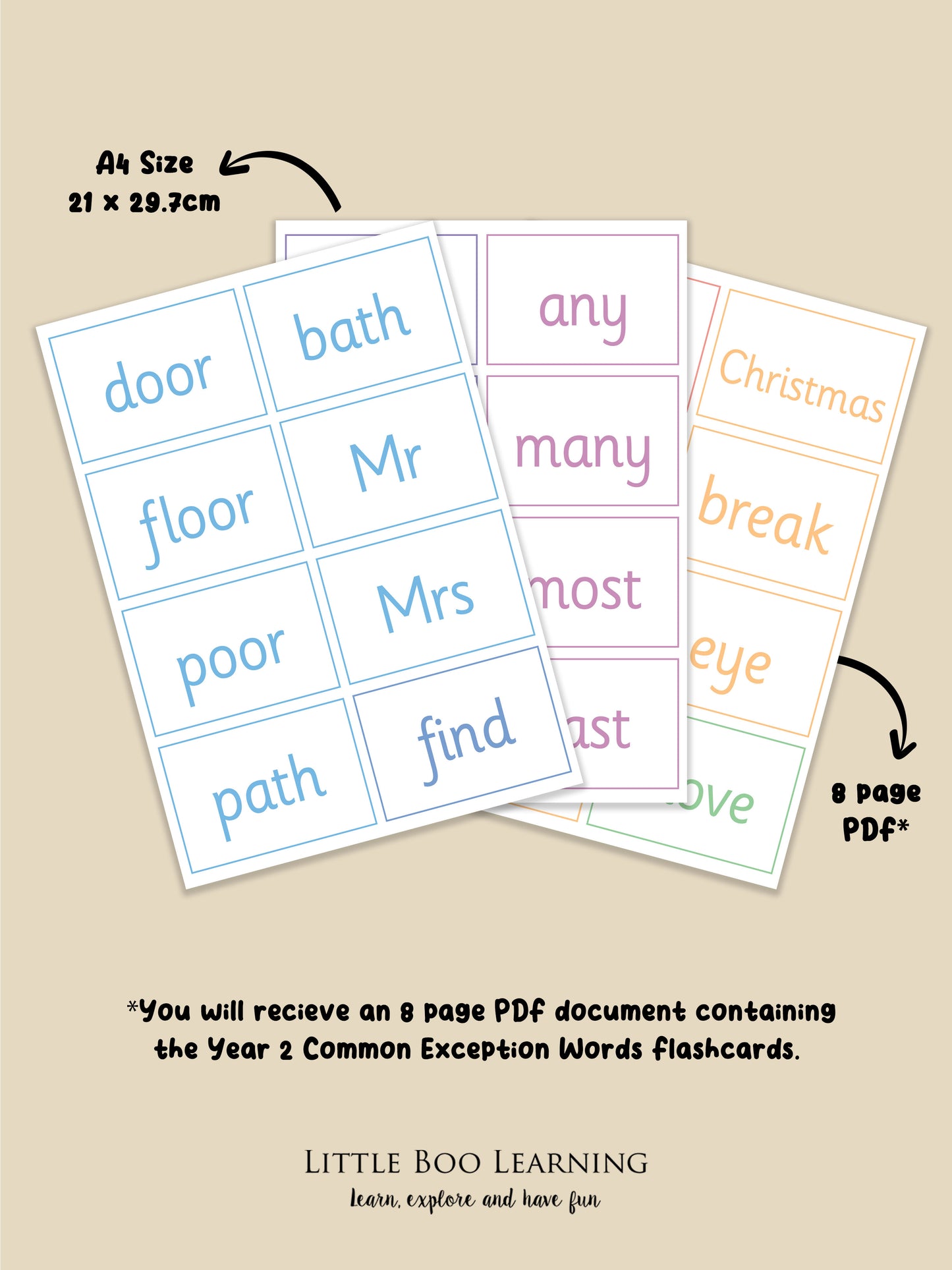 Year 2 Common Exception Words Flashcards