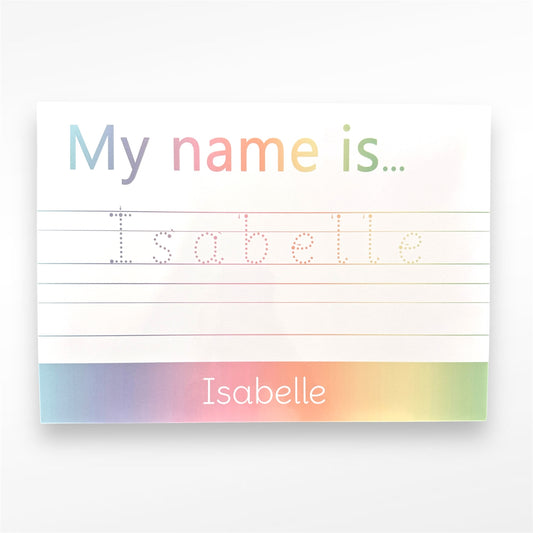 Isabelle - Name Trace and Copy Mat (Pastel Rainbow)