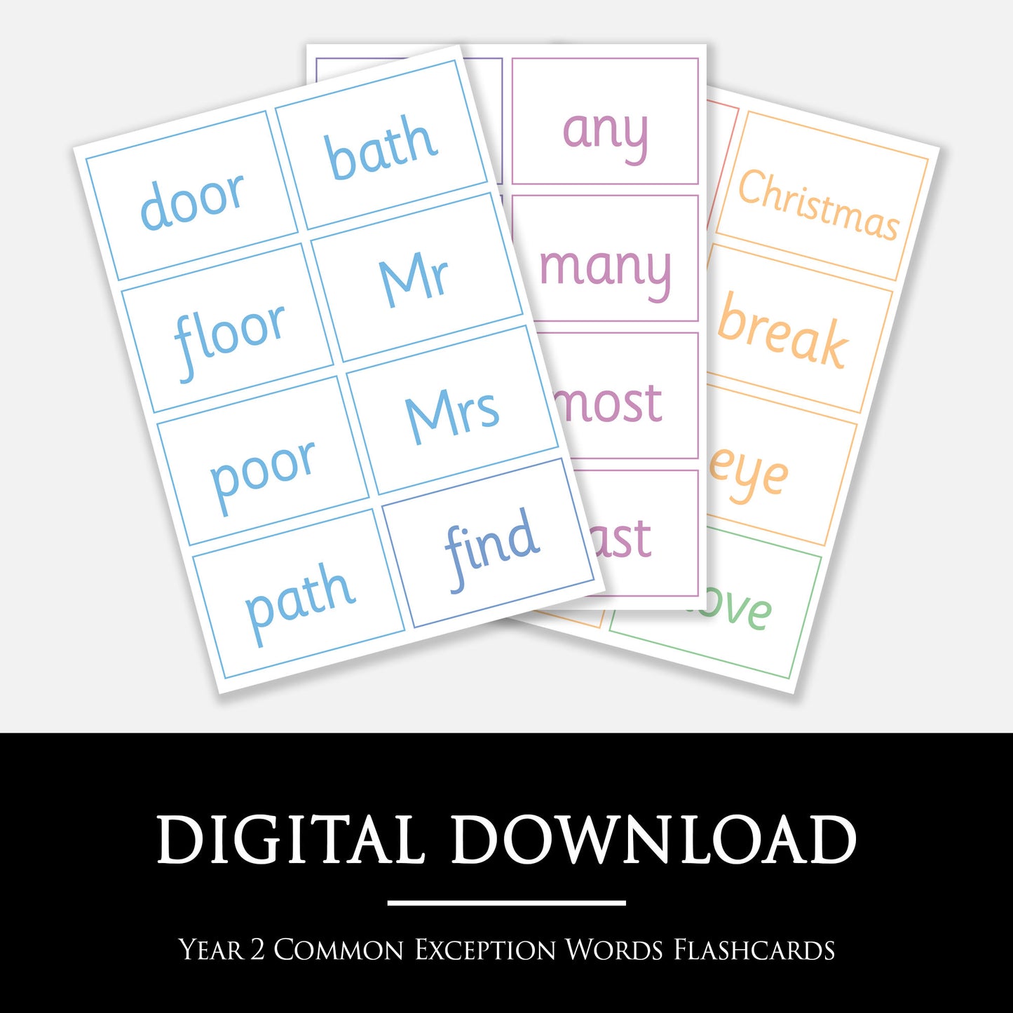 Year 2 Common Exception Words Flashcards
