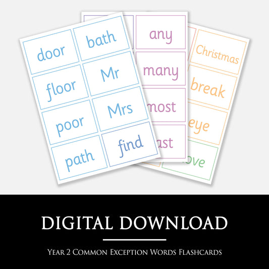 Year 2 Common Exception Words Flashcards