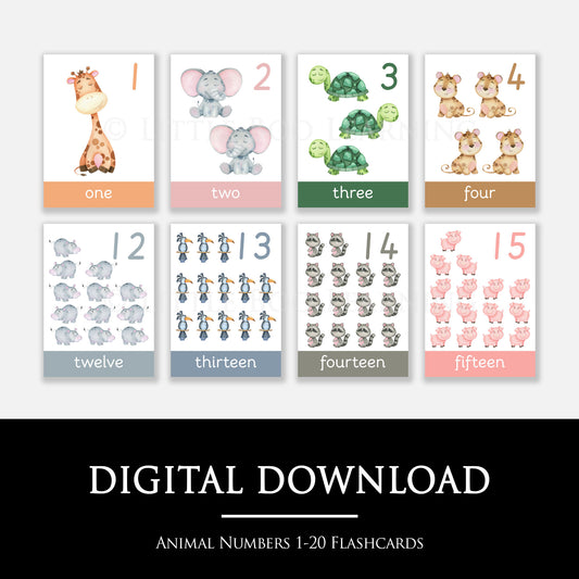 Animal Numbers 1-20 Flashcards