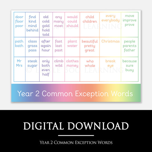 Year 2 Common Exception Words Mat