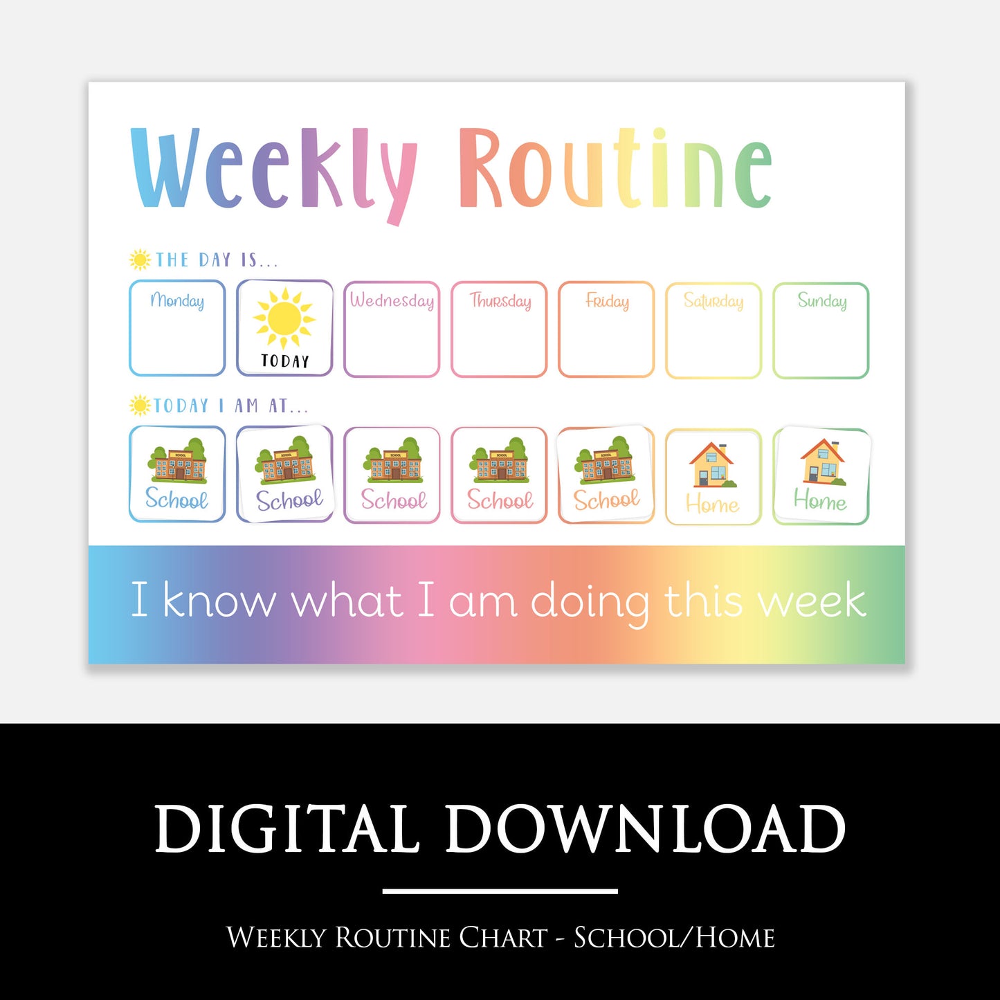 Weekly routine chart for children with colorful design on a white background