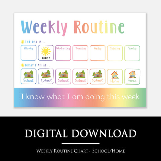Weekly routine chart for children with colorful design on a white background