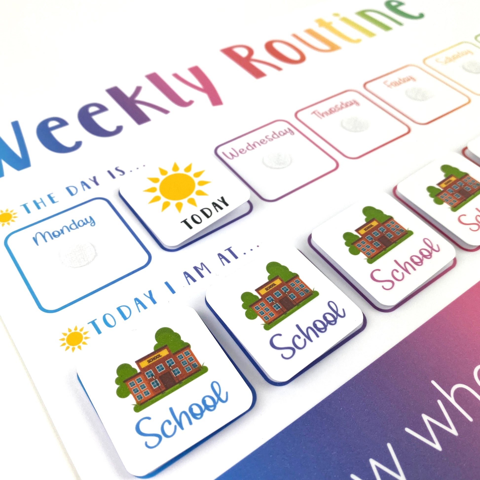 Children's educational card set with colorful text and graphics on a white background