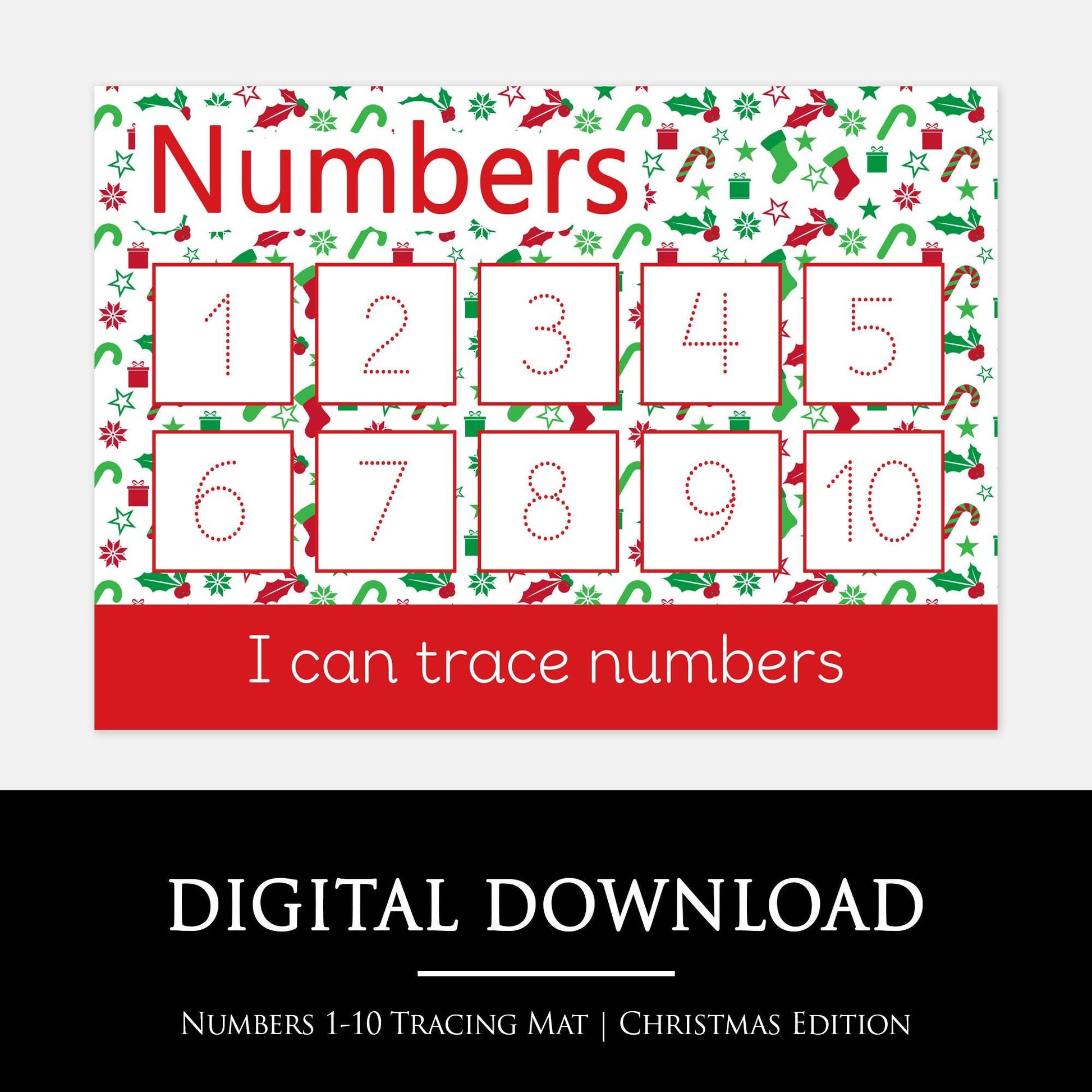 Christmas Numbers 1-10 Learning Mat | Digital Download-Little Boo Learning-Christmas,normal