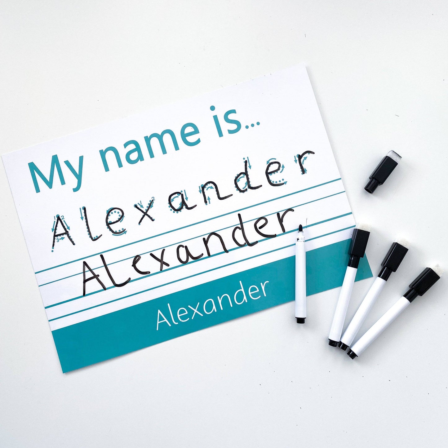 Personalised TRACE IT, COPY IT 'My Name is...' Spelling Mat (WIPE CLEAN)-Little Boo Learning-Learning Mat,literacy,spelling
