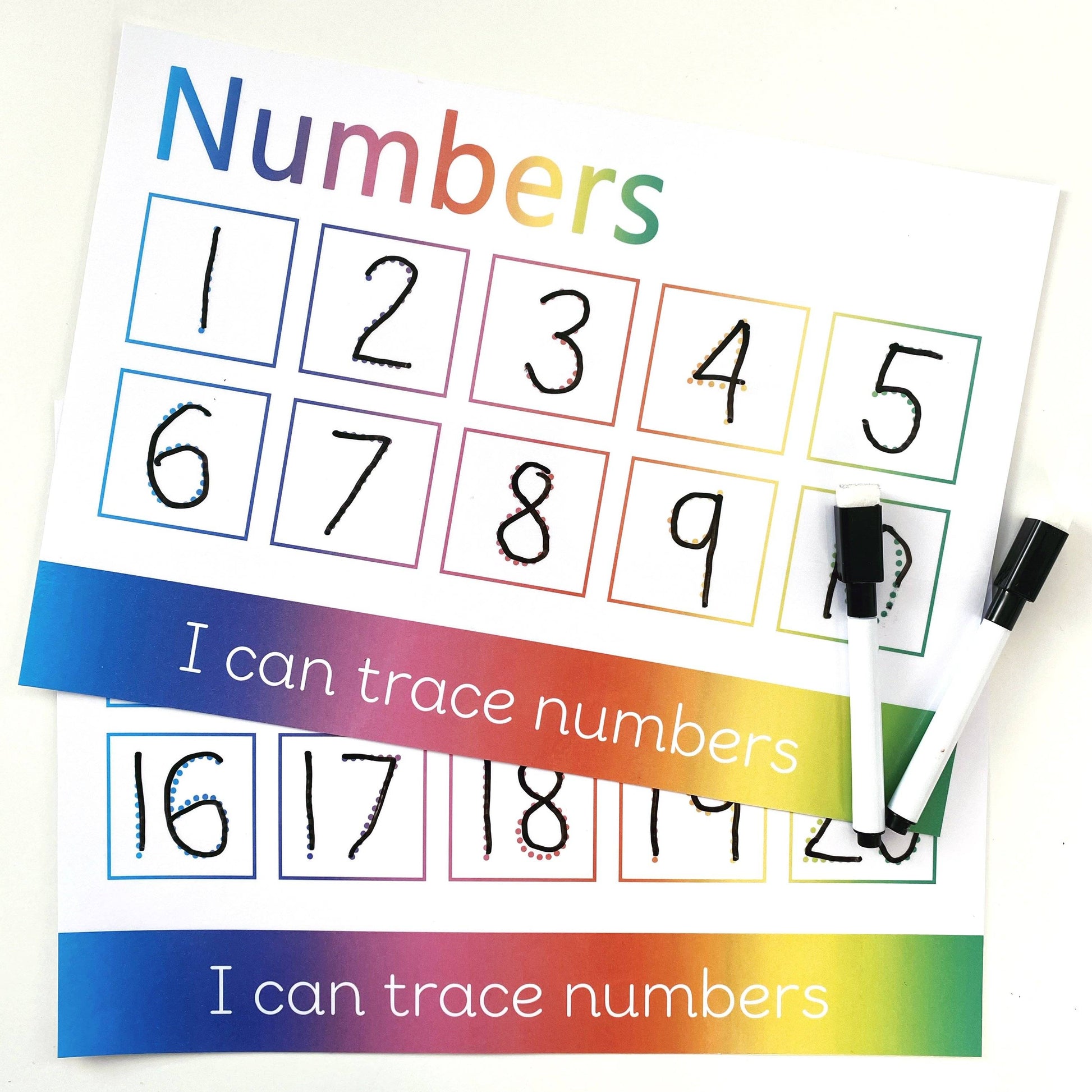 Number 1-10 and 11-20 Tracing Learning Mat | Digital Download-Little Boo Learning-