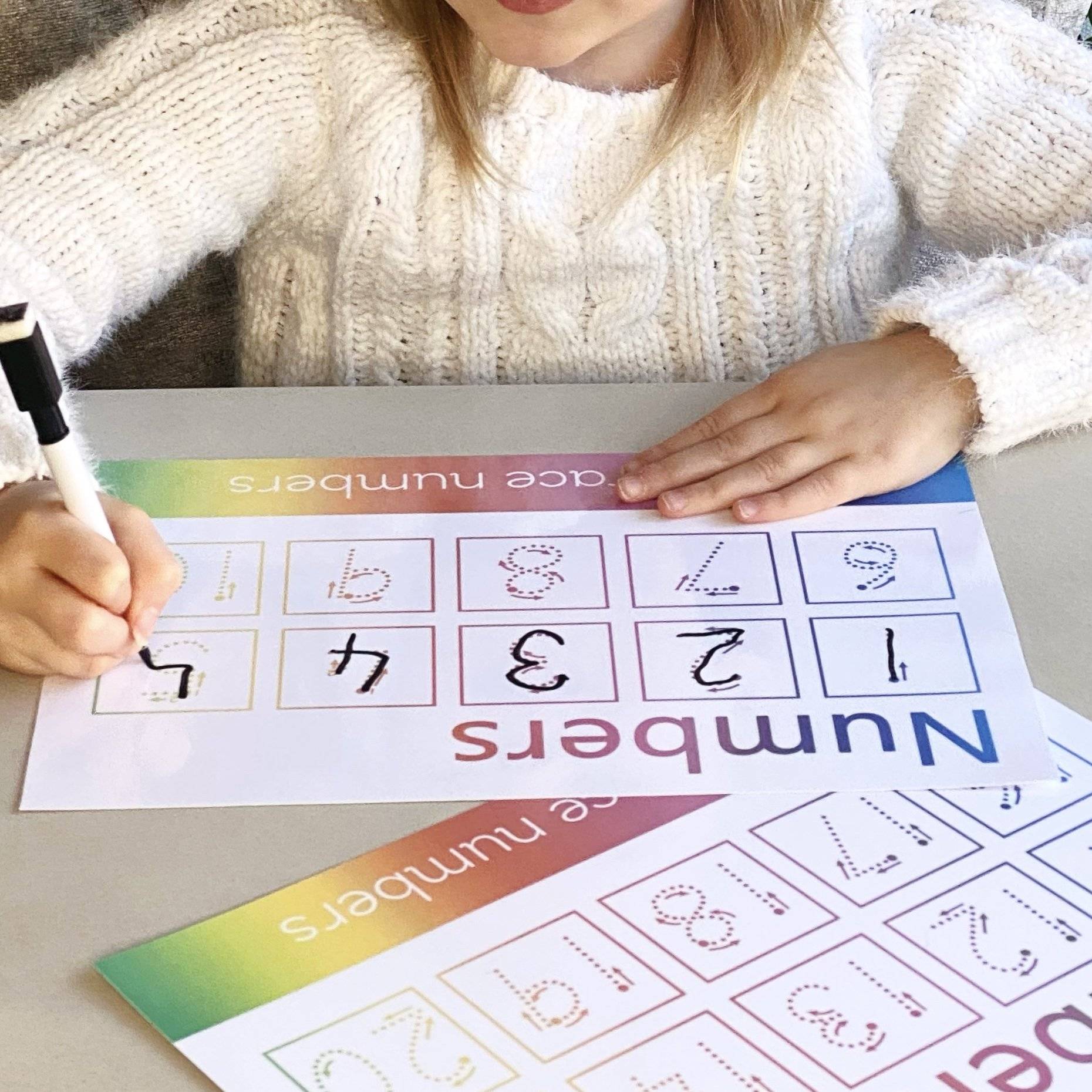 Number 1-10 and 11-20 Tracing Learning Mat with ARROWS | Digital Download-Little Boo Learning-