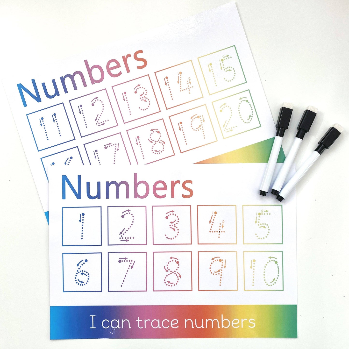 Number 1-10 and 11-20 Tracing Learning Mat with ARROWS | Digital Download-Little Boo Learning-
