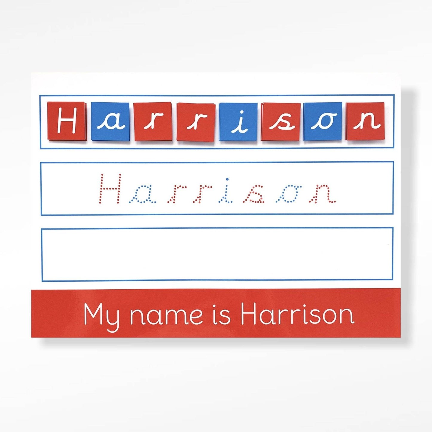 PERSONALISED Build it, Trace it, Write it 'My name is...' Learning Mat in Montessori Colours-Little Boo Learning-