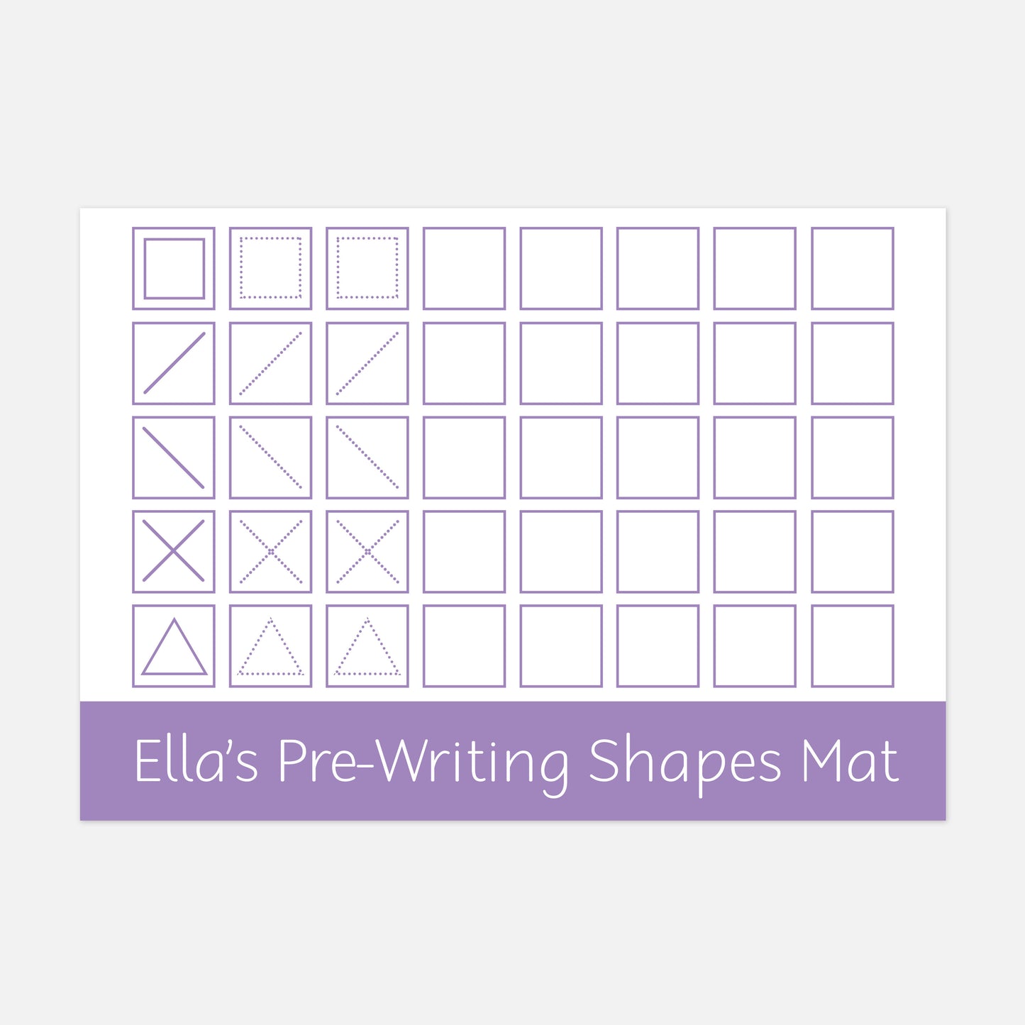 Personalised Pre-Writing Shapes Learning Mat - Version 2 (Suitable for 4-6 years)-Little Boo Learning-Learning Mat,pre-writing,shapes,wipe clean