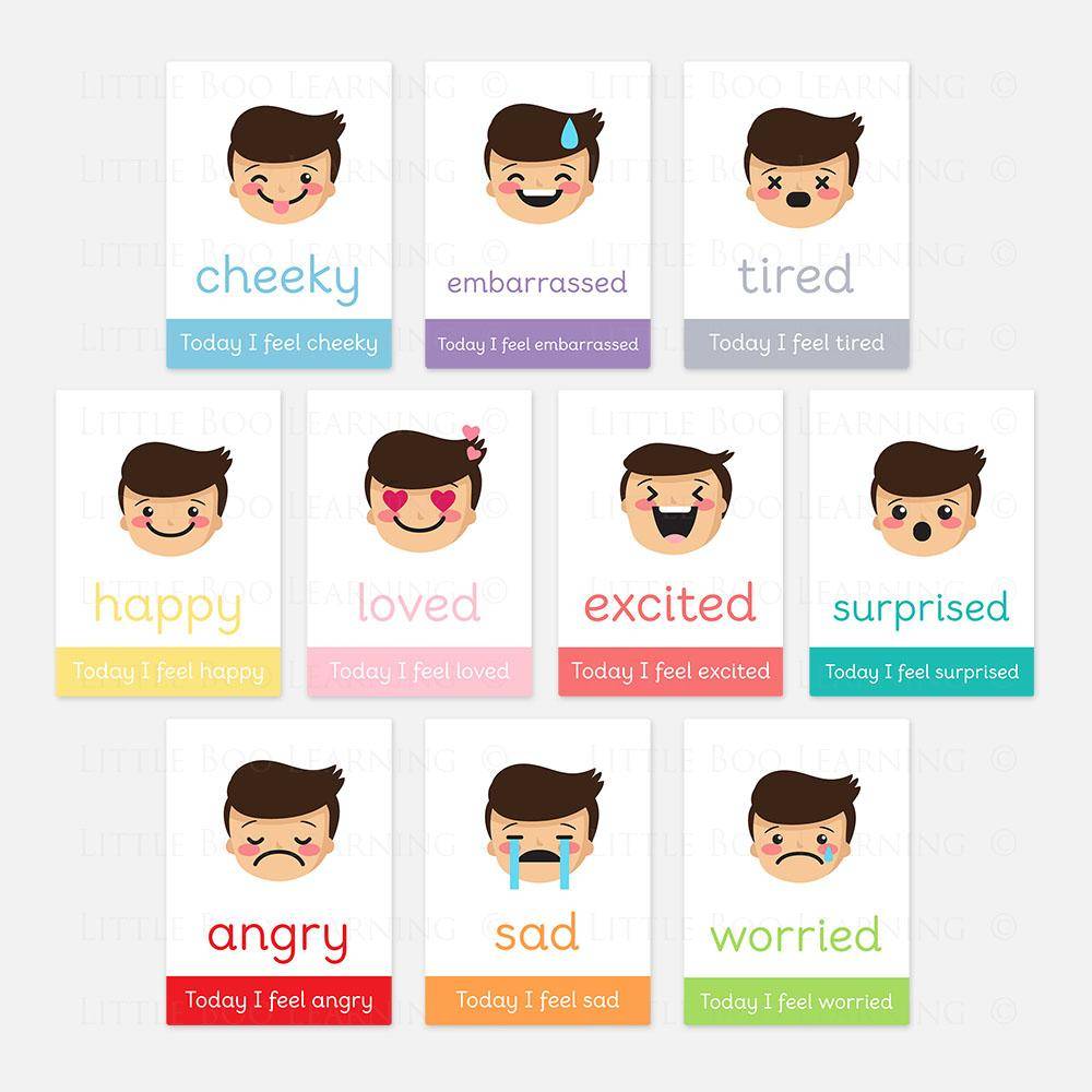 Boy Emotions Flashcards-Little Boo Learning-emotions,feelings,Flashcards,normal