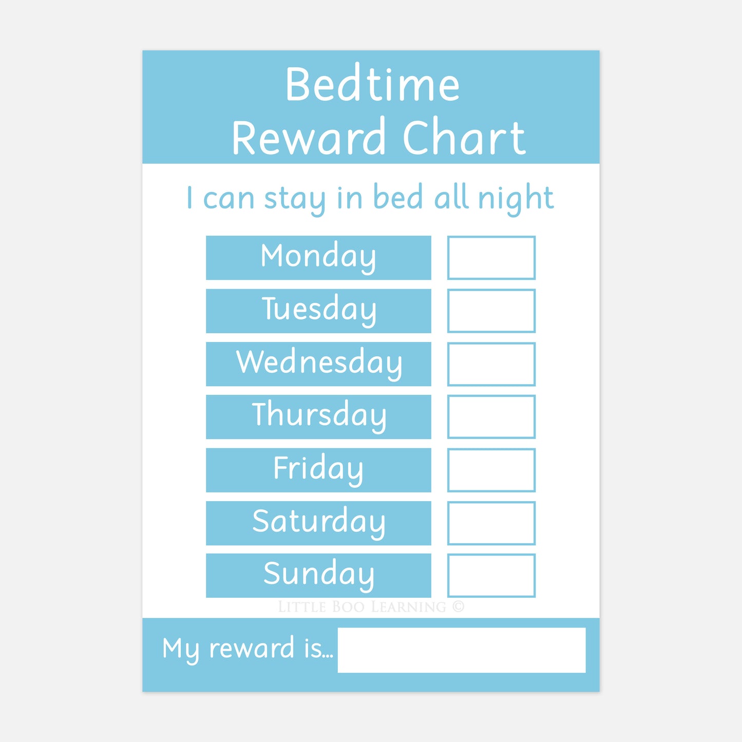 'Stay in Bed' Bedtime Reward Chart (DIGITAL DOWNLOAD)-Little Boo Learning-normal