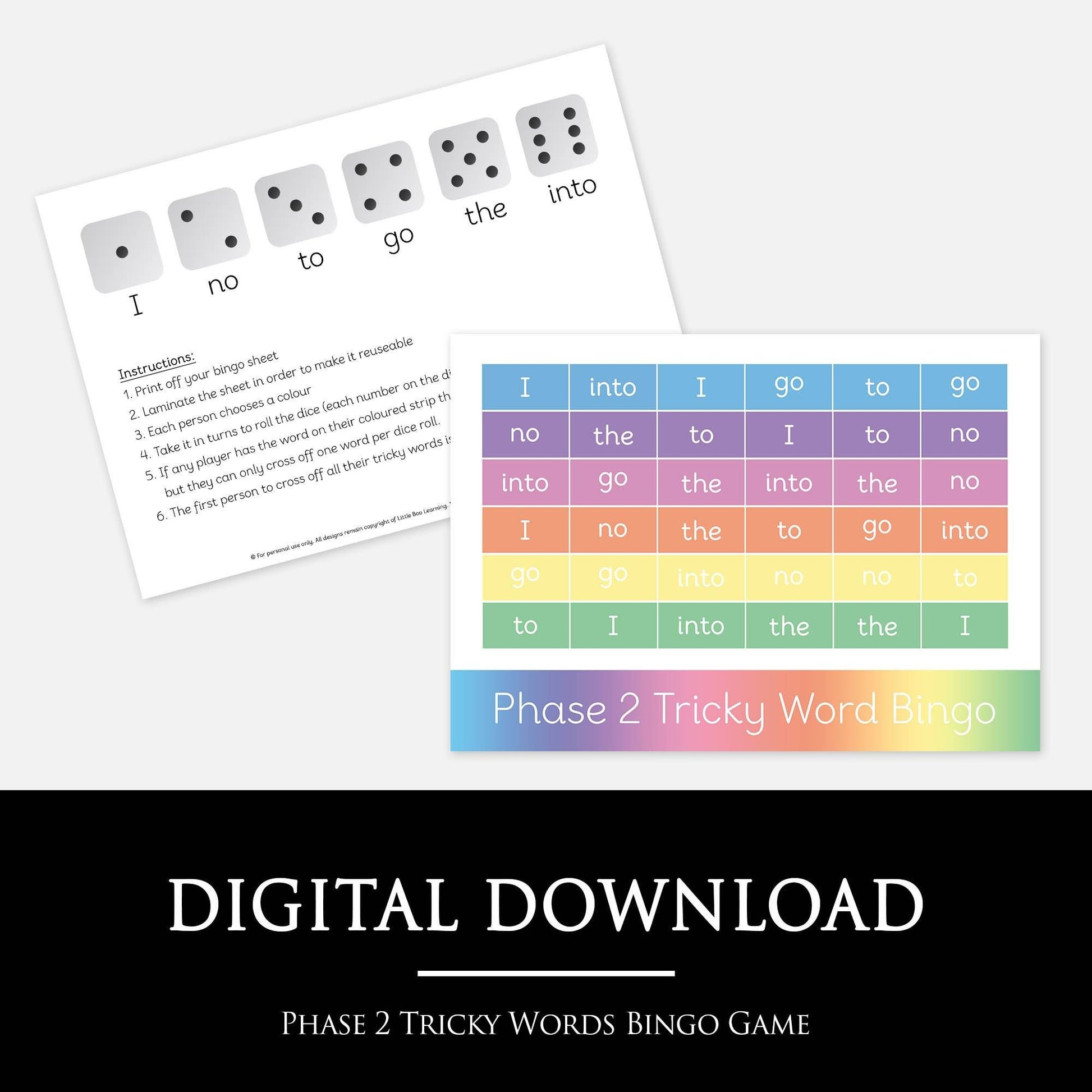 Phase 2 Tricky Words Bingo | Digital Download-Little Boo Learning-Phonics,Tricky Words
