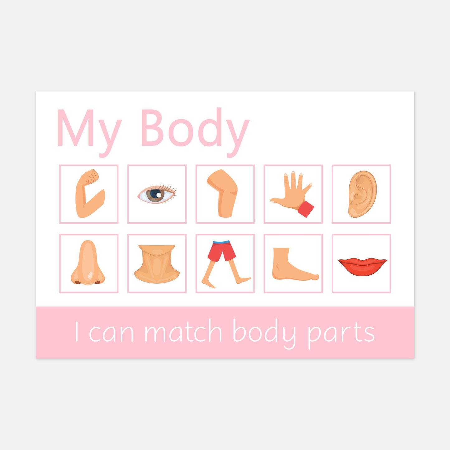 Personalised 'My Body' Learning Mat (Stage 1 - Pictures)-Little Boo Learning-My Body