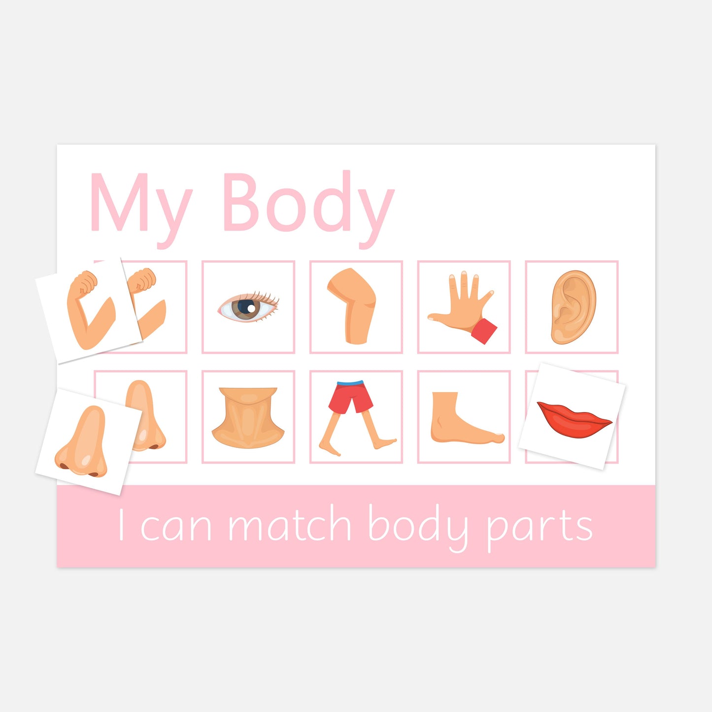 Personalised 'My Body' Learning Mat (Stage 1 - Pictures)-Little Boo Learning-My Body