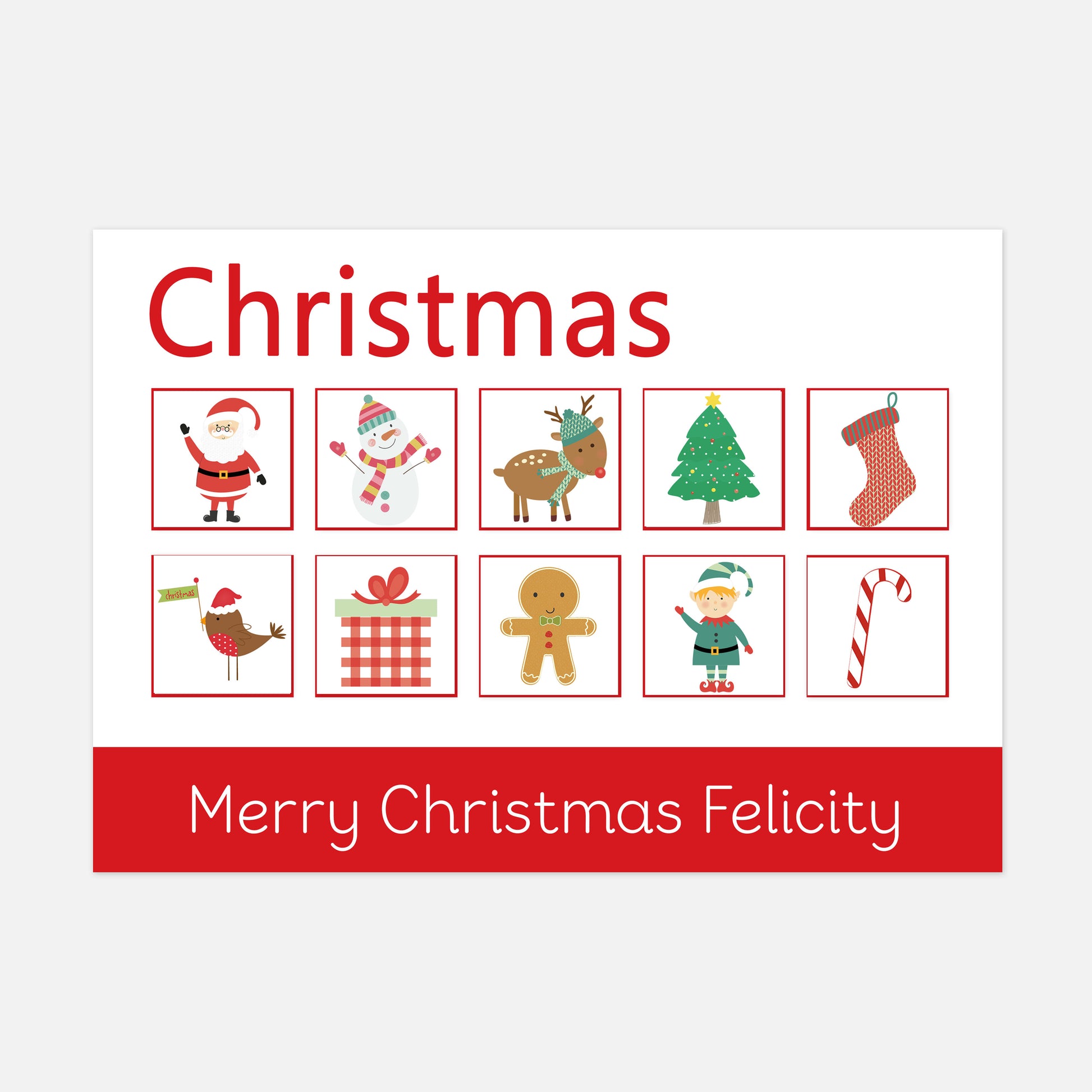 PERSONALISED Christmas Learning Mat (Stage 1 - Pictures) <br /> <br /> More Colours Available-Little Boo Learning-christmas,Learning Mat