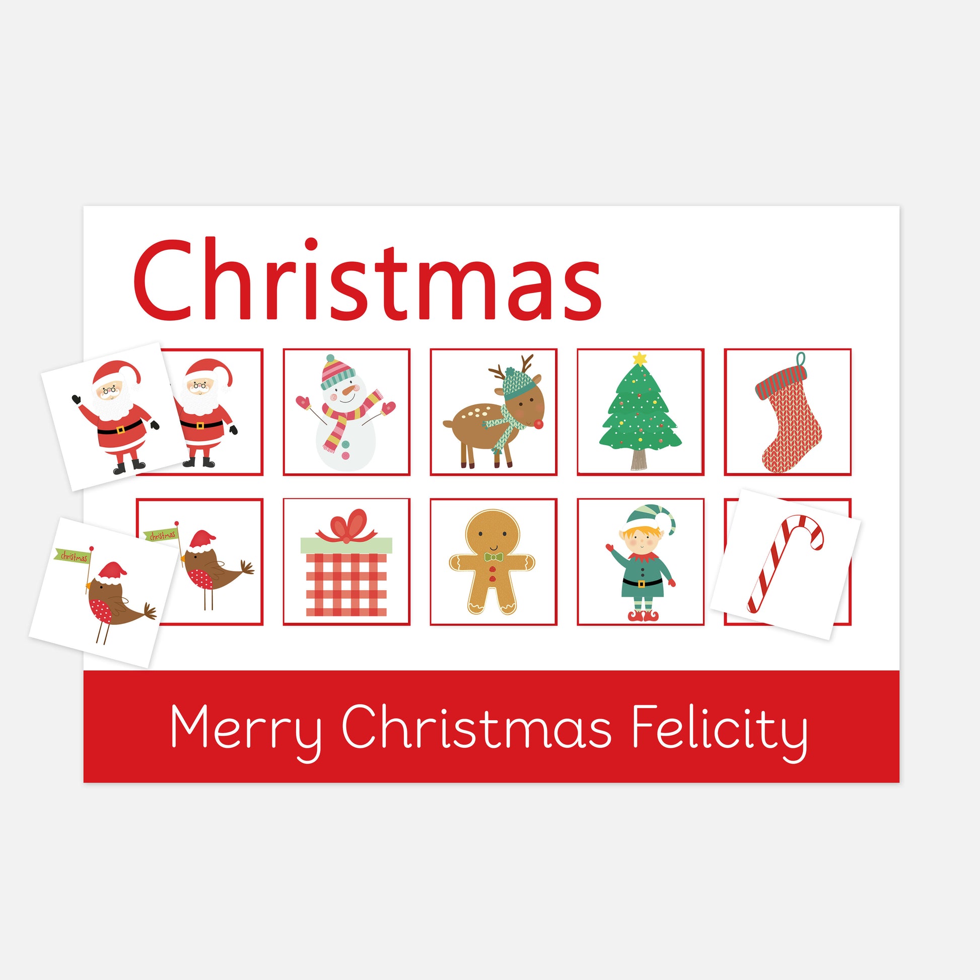 PERSONALISED Christmas Learning Mat (Stage 1 - Pictures) <br /> <br /> More Colours Available-Little Boo Learning-christmas,Learning Mat