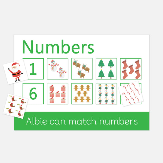 PERSONALISED Christmas Numbers Learning Mat <br /> <br /> More Colours Available-Little Boo Learning-1-10,counting,Learning Mat,maths,Numbers,numeracy