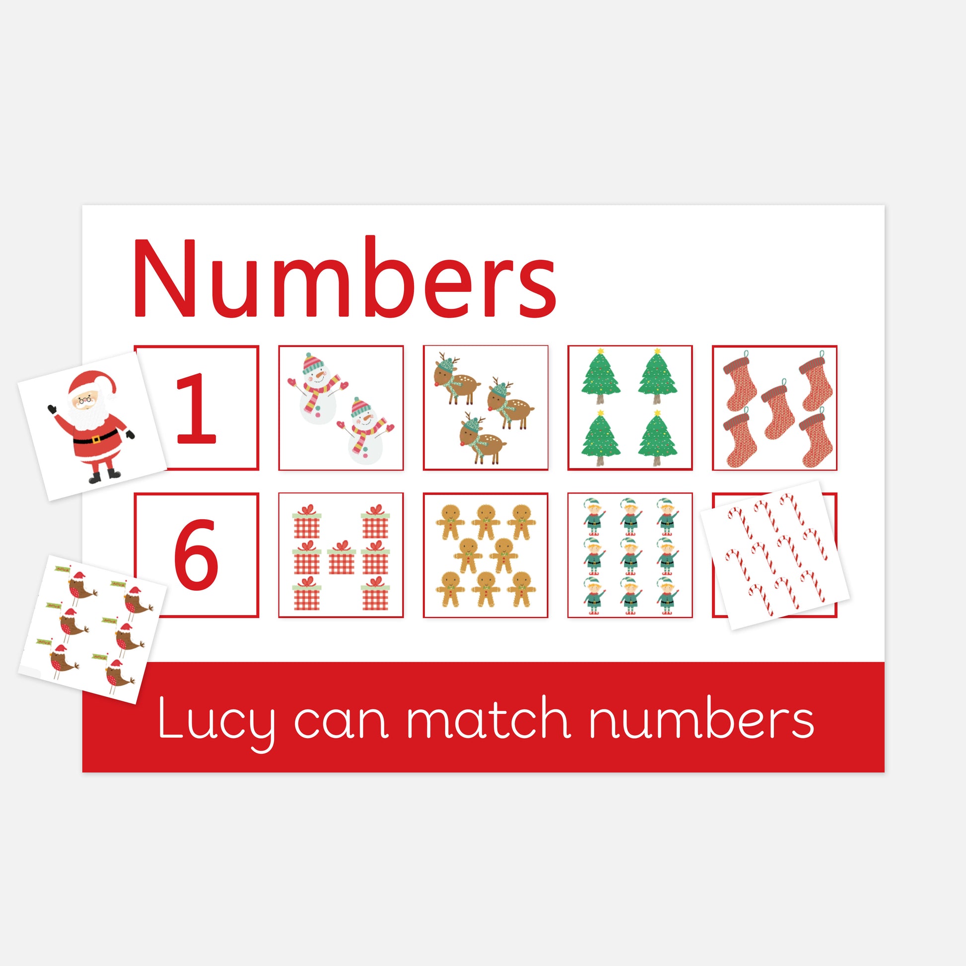 PERSONALISED Christmas Numbers Learning Mat <br /> <br /> More Colours Available-Little Boo Learning-1-10,counting,Learning Mat,maths,Numbers,numeracy