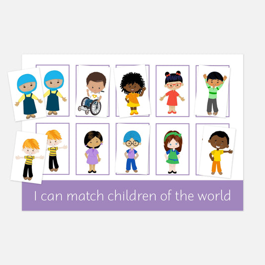 PERSONALISED Children of The World Velcro Learning Mat<br /> <br /> More colours available-Little Boo Learning-children of the world,diversiry,ethnic backgrounds,Learning Mat,learning mats,racism