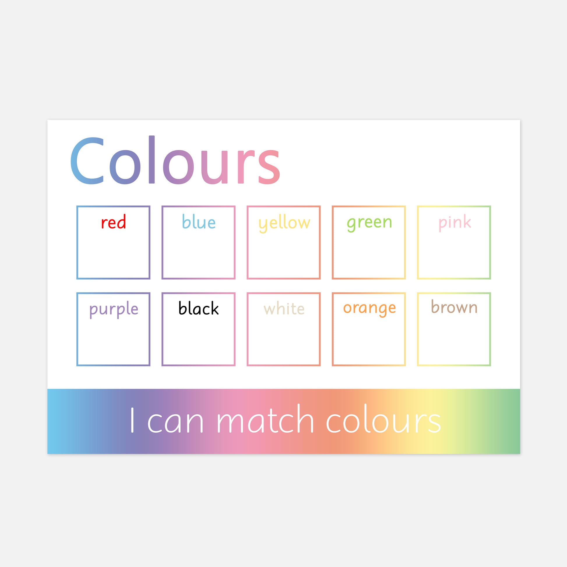 Personalised Colours Learning Mat (Stage 2 - Coloured Words)-Little Boo Learning-Learning Mat