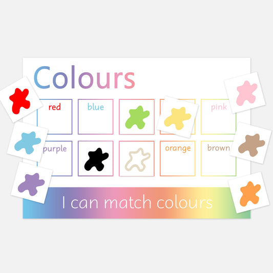 Personalised Colours Learning Mat (Stage 2 - Coloured Words)-Little Boo Learning-Learning Mat