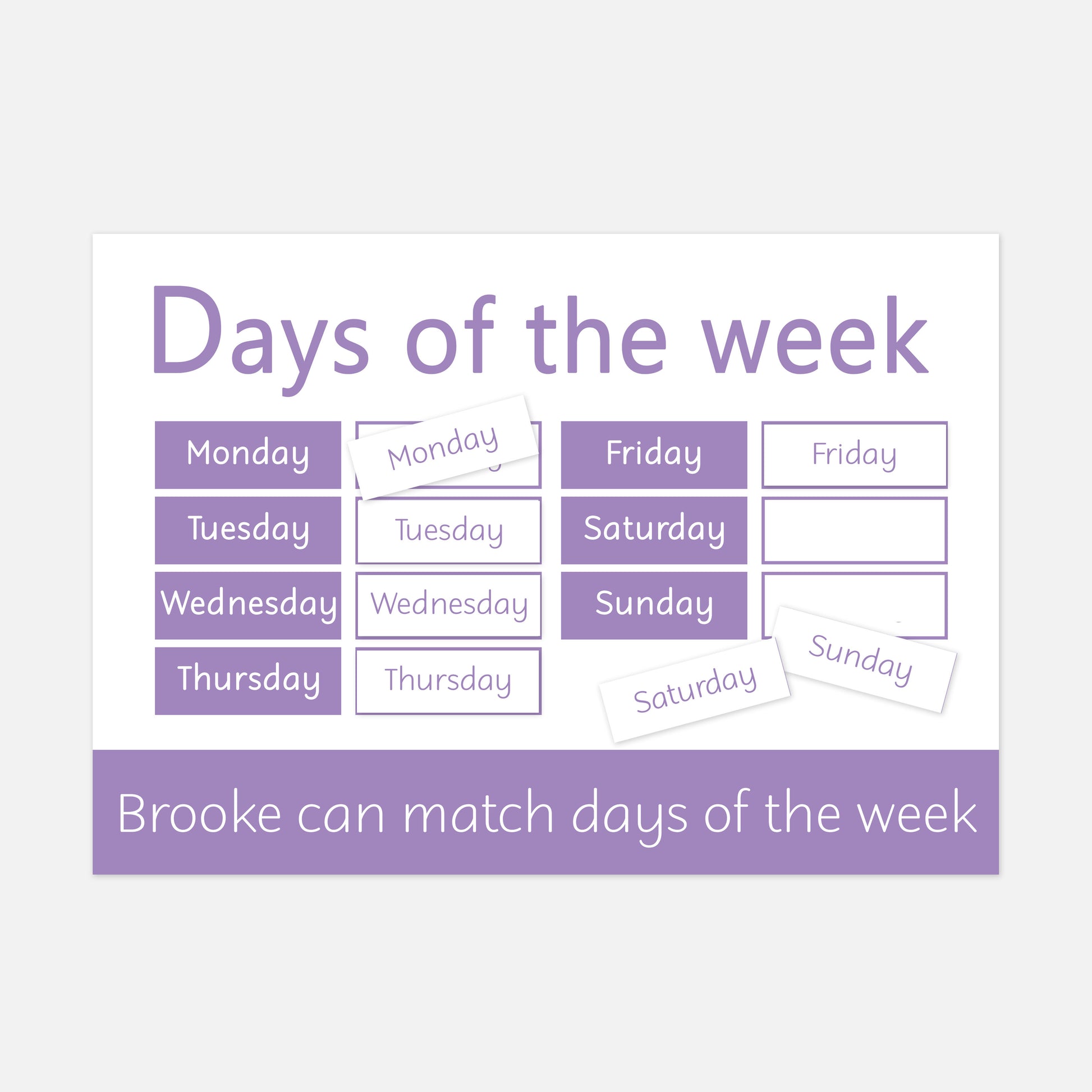 Personalised Days of the week Learning Mat – Little Boo Learning