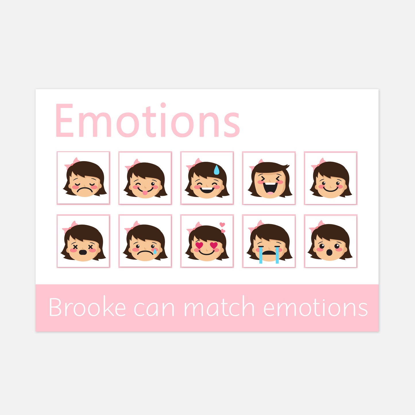 Personalised Emotions & Feelings Learning Mat-Little Boo Learning-emotions,Learning Mat,matching,reading