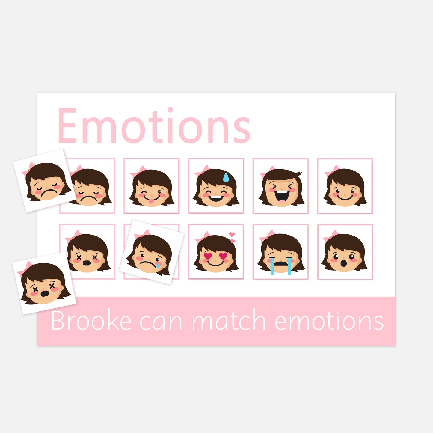 Personalised Emotions & Feelings Learning Mat-Little Boo Learning-emotions,Learning Mat,matching,reading