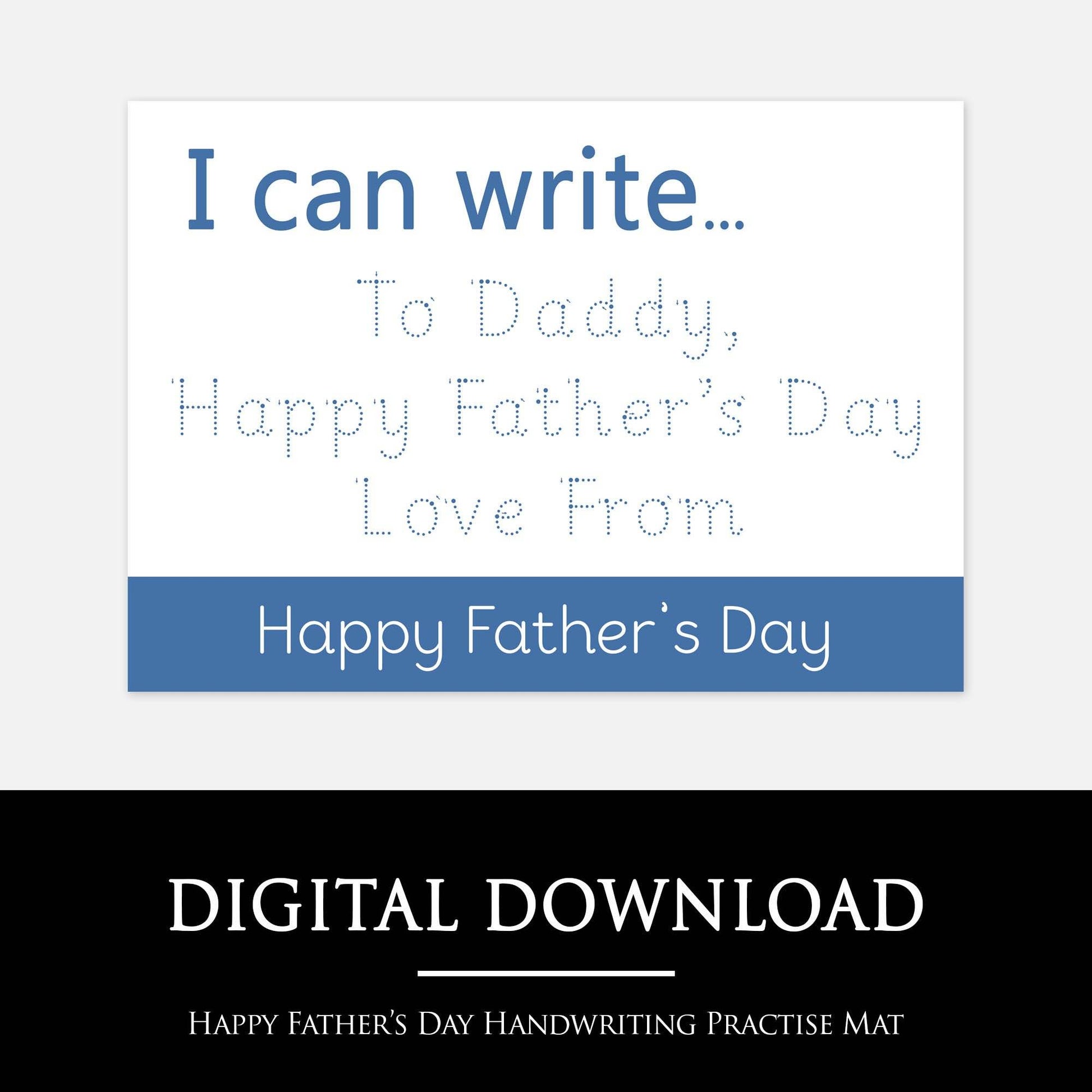 'Happy Father's Day' Handwriting Practice Mat | Digital Download-Little Boo Learning-handwriting practise,handwriting resource,normal