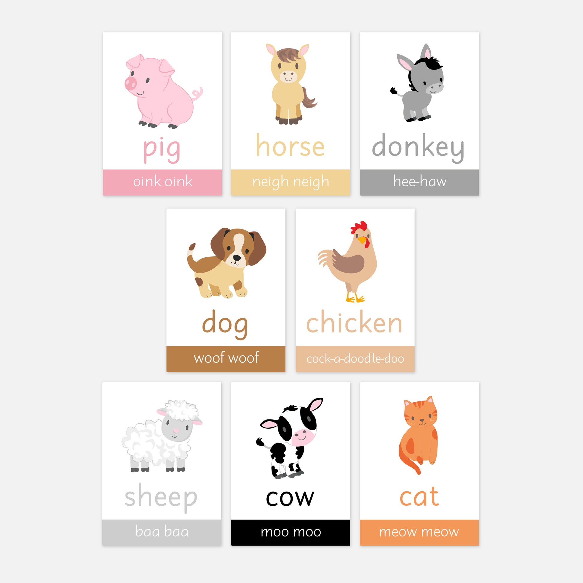Farm Animals Flashcards-Little Boo Learning-animal sounds,Farm Animals,Flashcards,Keepsake box,Personalised
