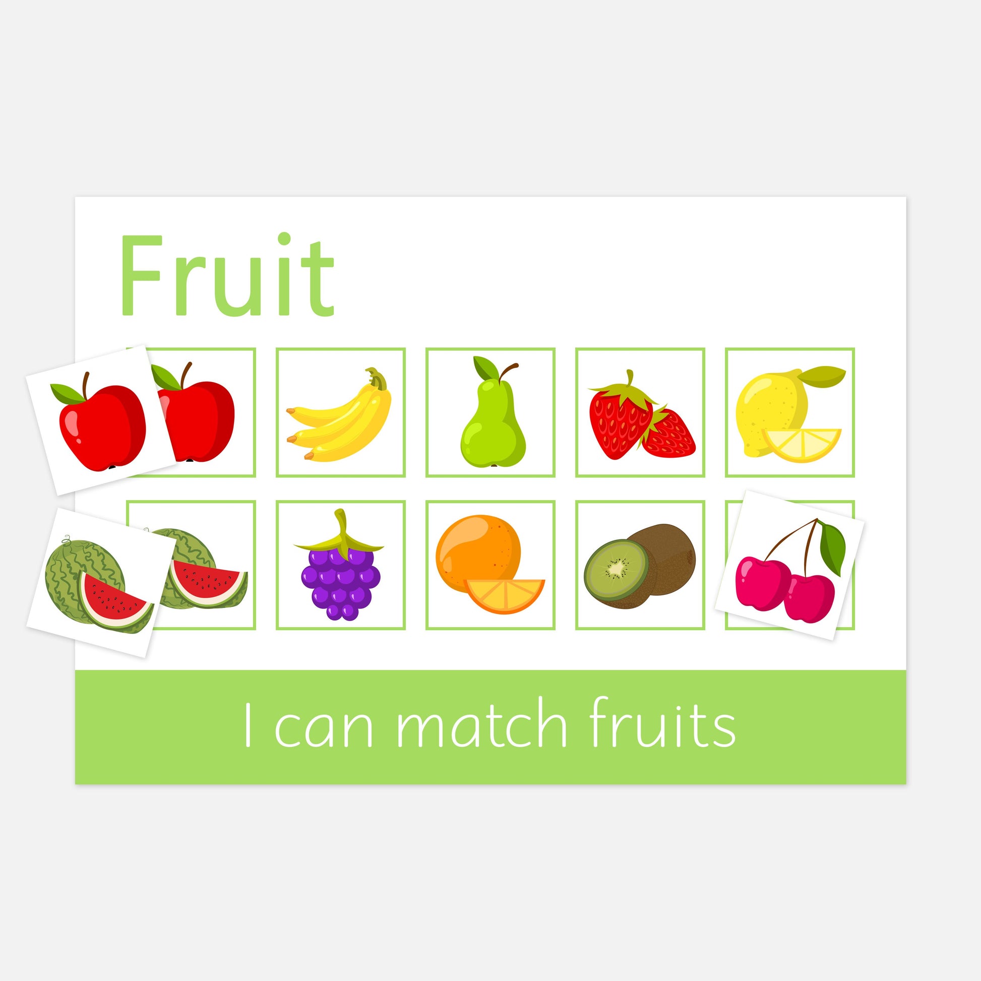 Personalised Fruit Learning Mat (Version 1 - Pictures)-Little Boo Learning-Fruit,Fruit & Veg,Learning Mat,learning mats