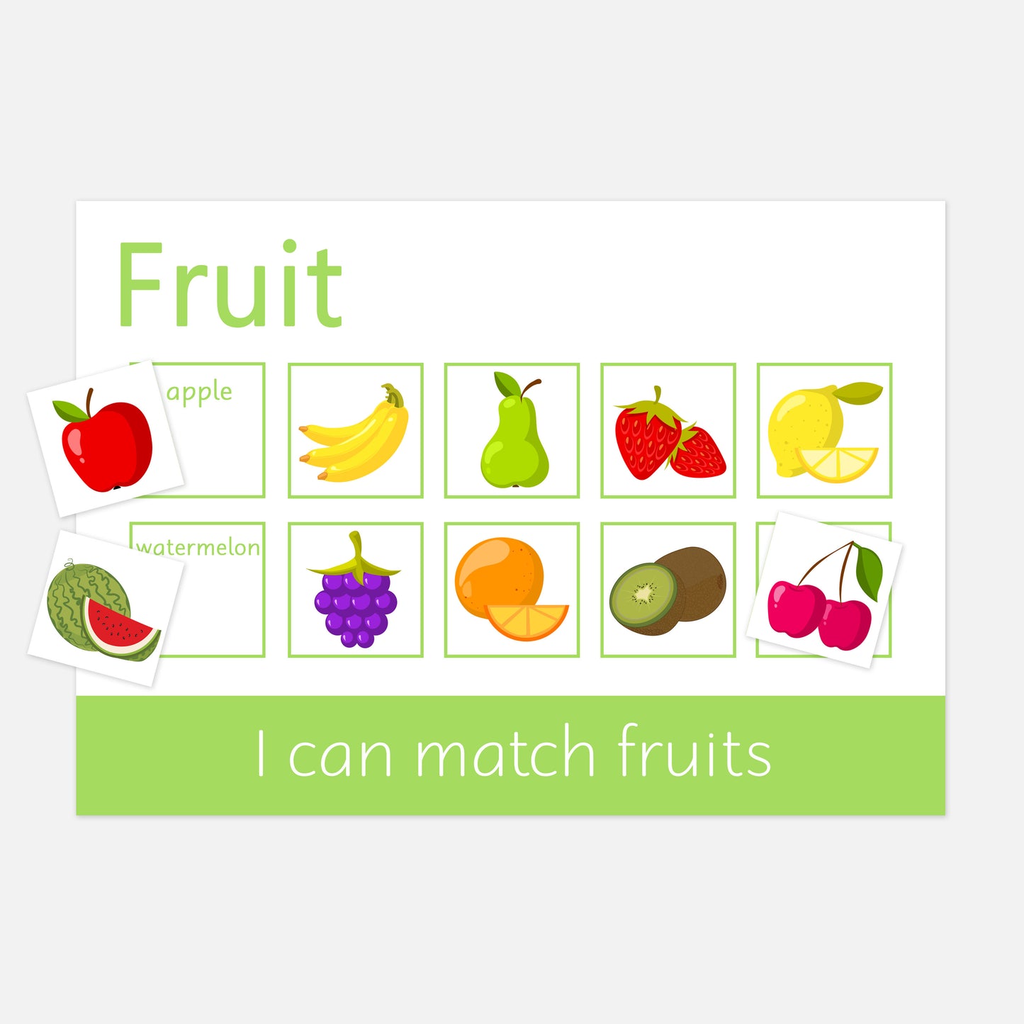 Personalised Fruit Learning Mats (2 Pack)-Little Boo Learning-Fruit,Fruit & Veg,Learning Mat,learning mats