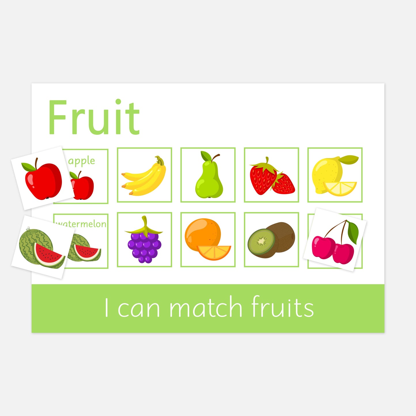 Personalised Fruit Learning Mat (Version 3 - Pictures & Words)-Little Boo Learning-Fruit,Fruit & Veg,Learning Mat,learning mats