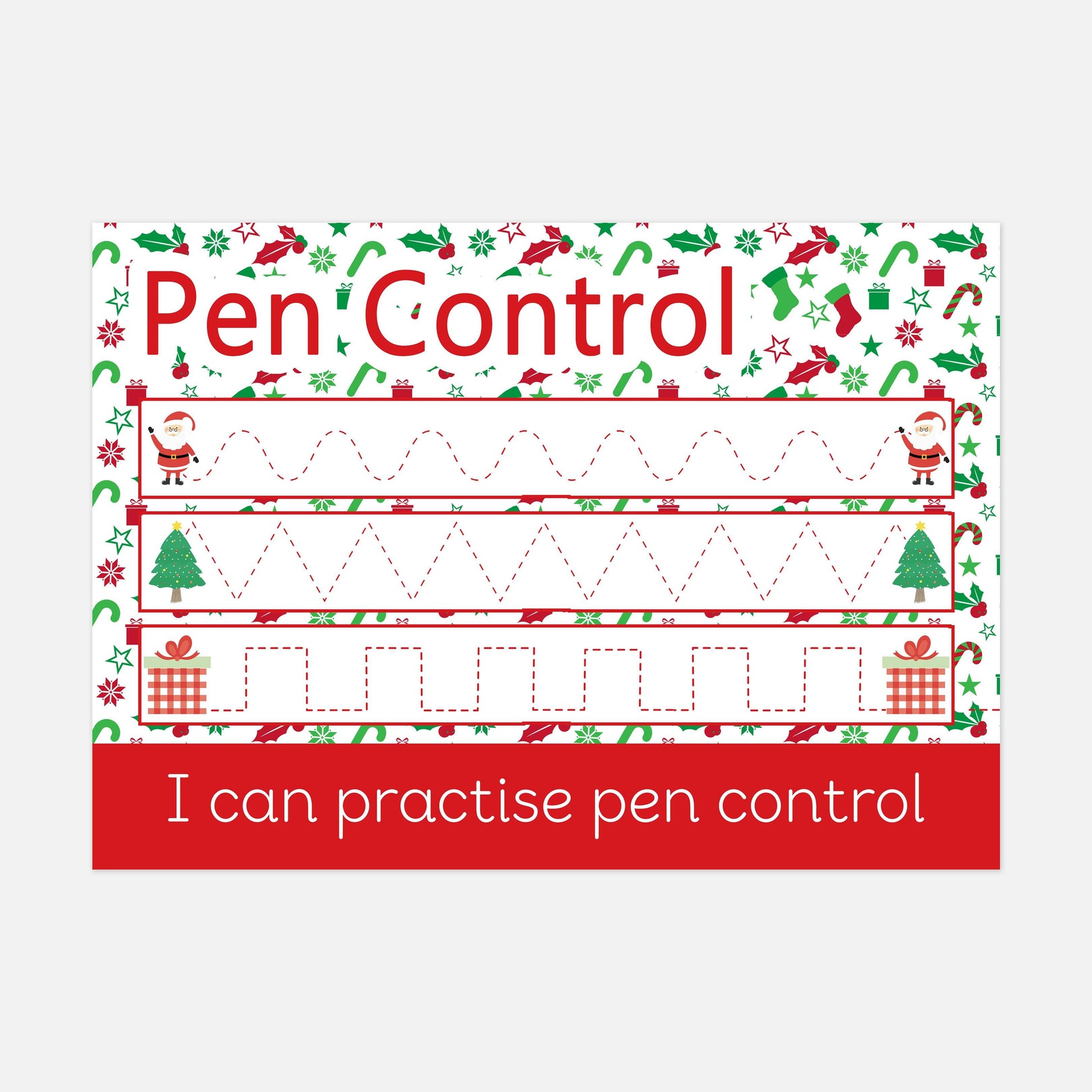 READY-TO-POST Wipe Clean Pen Control Learning Mat - Christmas Edition-Little Boo Learning-christmas
