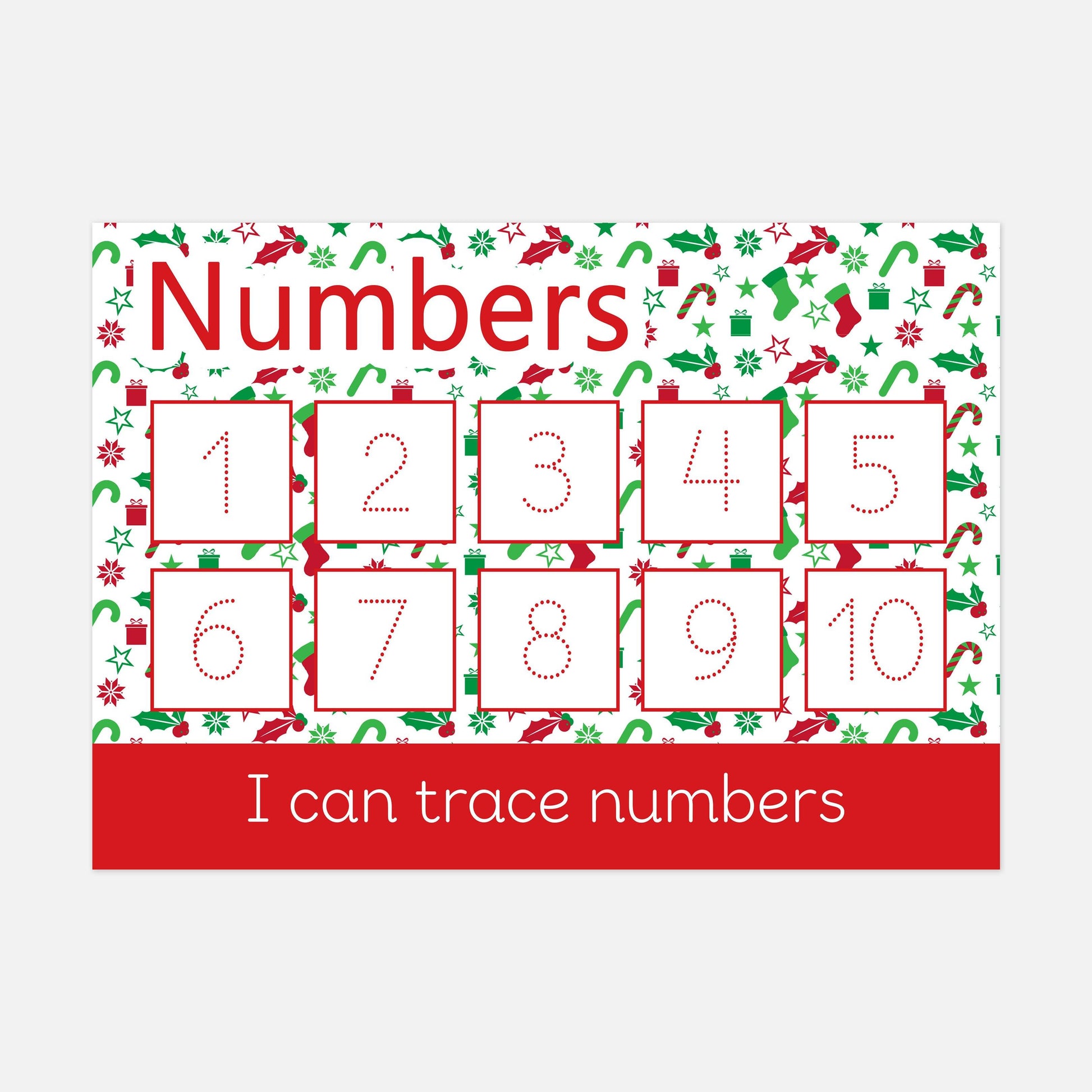 READY-TO-POST Wipe Clean Numbers 1-10 Learning Mat - Christmas Edition-Little Boo Learning-christmas