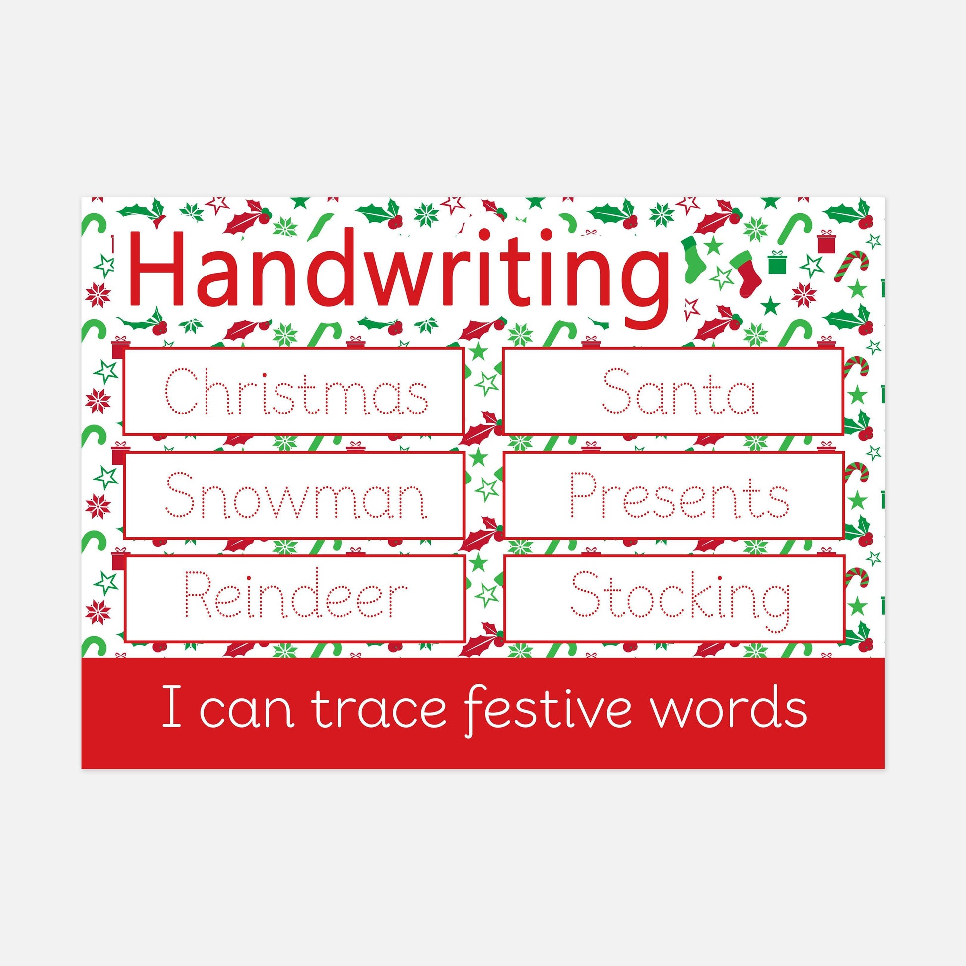 READY-TO-POST Wipe Clean Christmas Handwriting Learning Mat - Christmas Edition-Little Boo Learning-christmas