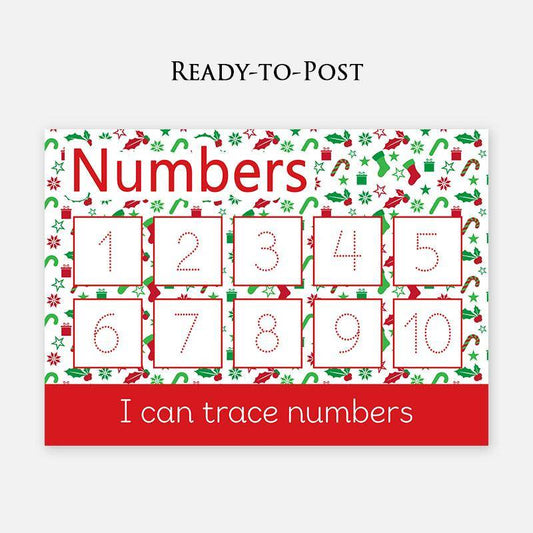 READY-TO-POST Wipe Clean Numbers 1-10 Learning Mat - Christmas Edition-Little Boo Learning-christmas