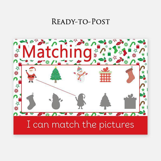 READY-TO-POST Wipe Clean Christmas Shadow Matching Learning Mat - Christmas Edition-Little Boo Learning-christmas