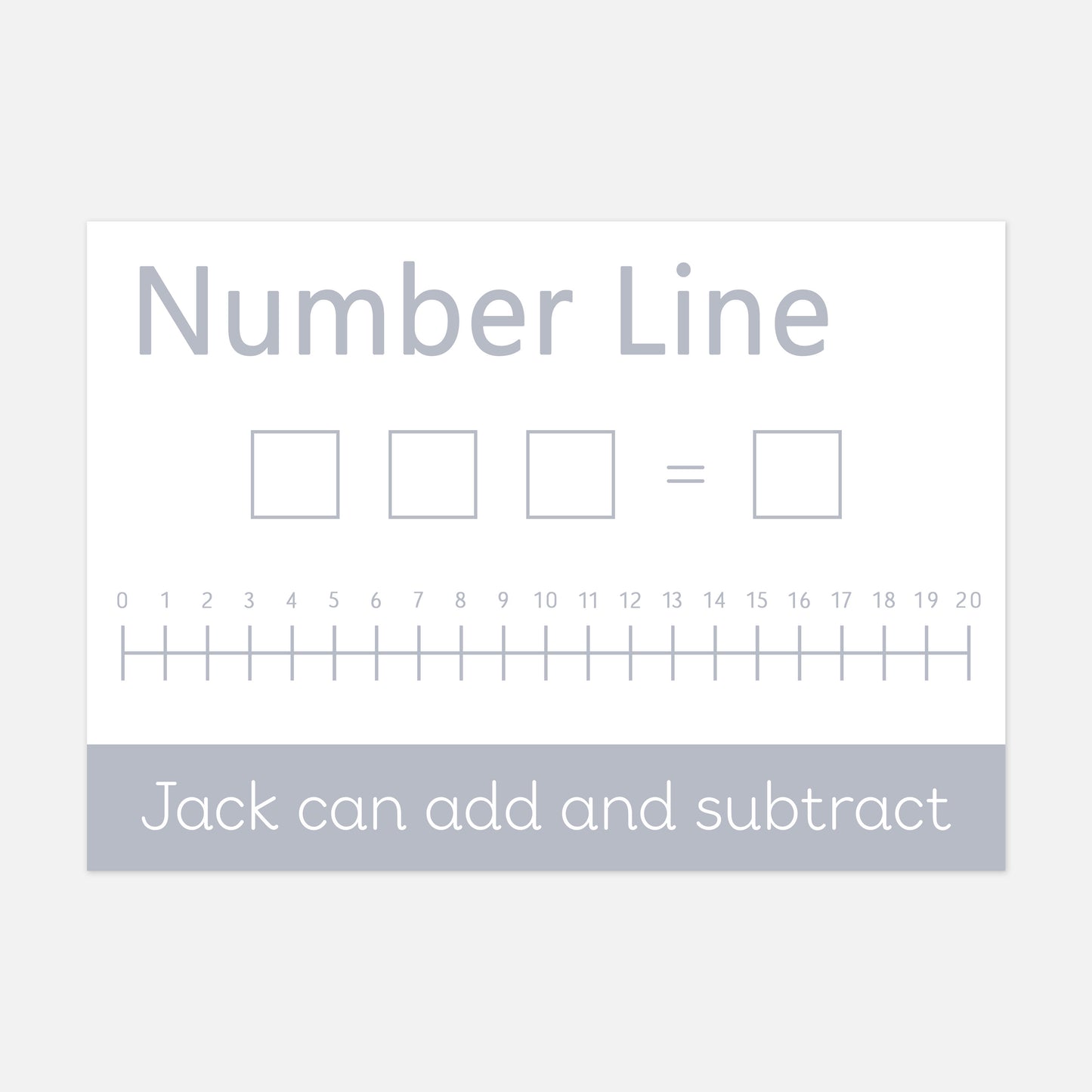 PERSONALISED Add & Subtract Number Line Mat (WIPE CLEAN)-Little Boo Learning-Learning Mat,learning mats,mathematics,maths,name mat,wipe clean