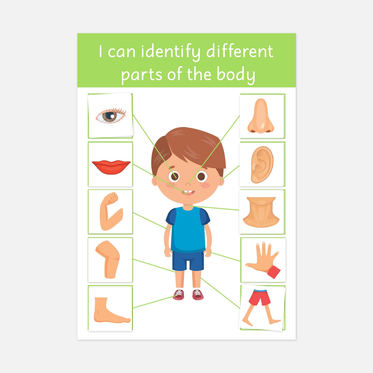 Personalised 'My Body' Matching Learning Mat (Version 1 - Pictures)-Little Boo Learning-body,body parts,Learning Mat,learning mats,my body