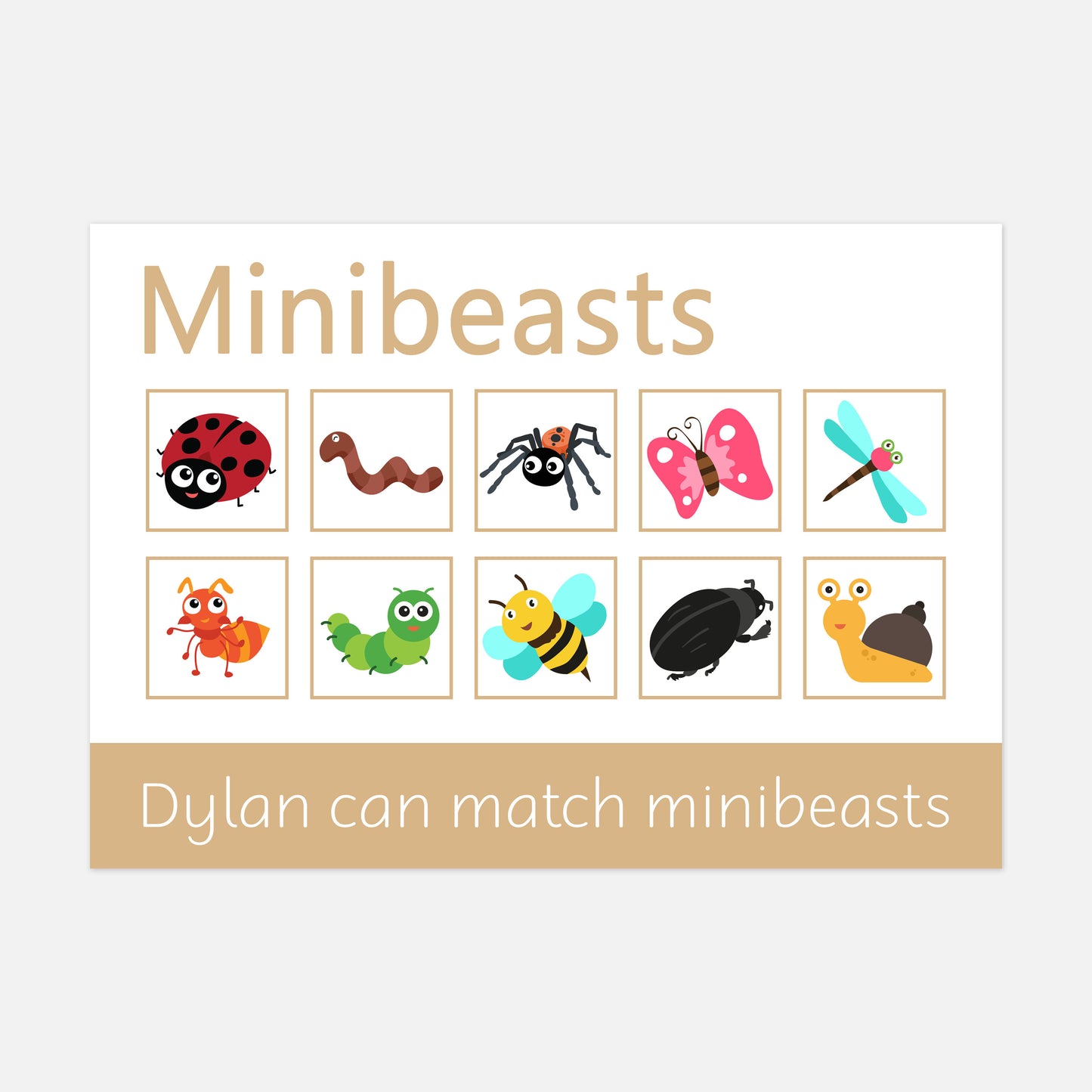 PERSONALISED Minibeasts Learning Mats (2 Pack)-Little Boo Learning-Learning Mat,learning mats,minibeasts
