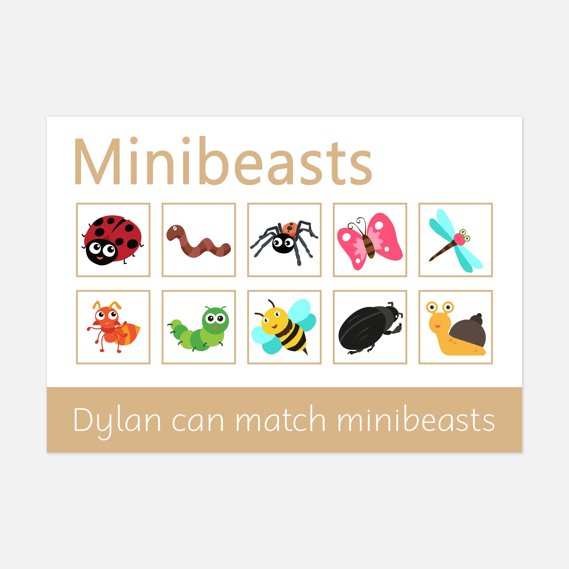 PERSONALISED Minibeasts Learning Mats (2 Pack)-Little Boo Learning-Learning Mat,learning mats,minibeasts