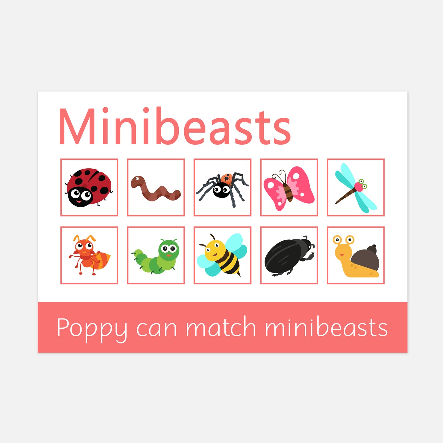 PERSONALISED Minibeasts Learning Mats (2 Pack)-Little Boo Learning-Learning Mat,learning mats,minibeasts