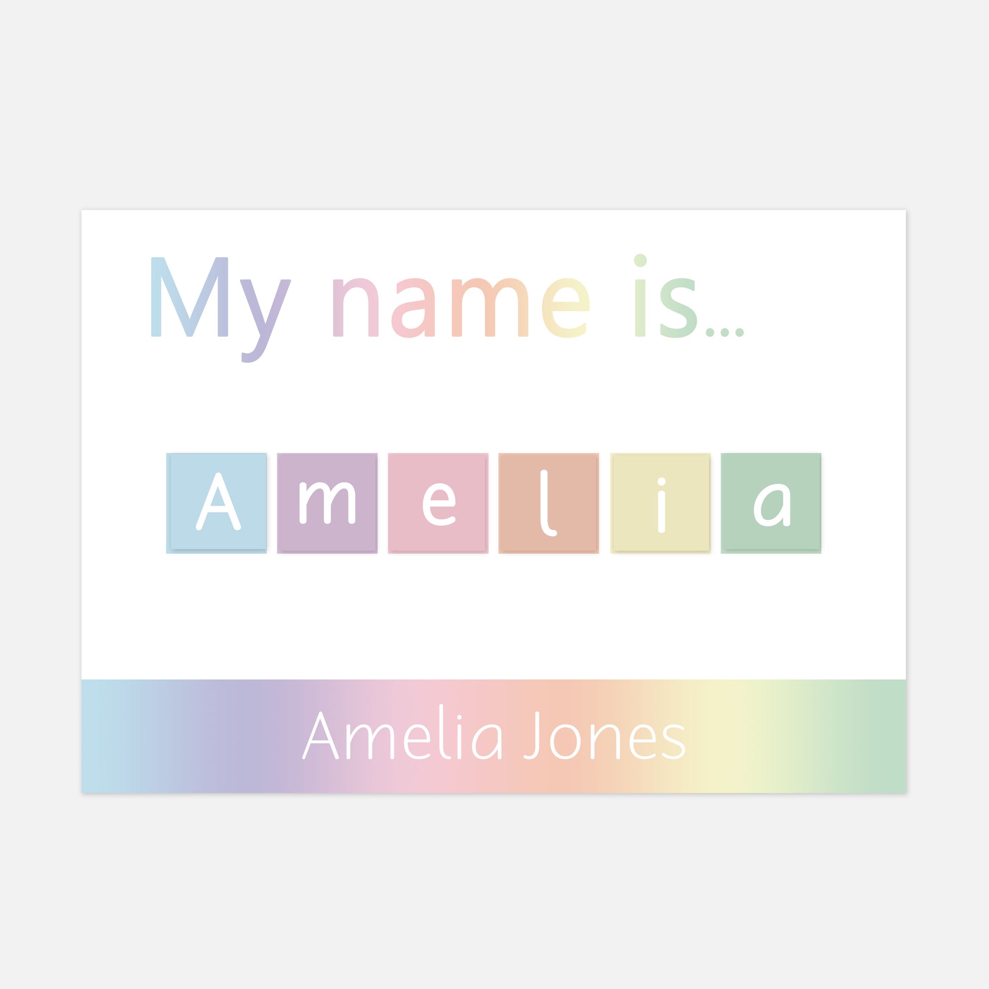 Personalised 'My Name is...' Spelling Mat (Rainbow)-Little Boo Learning-Learning Mat,spelling