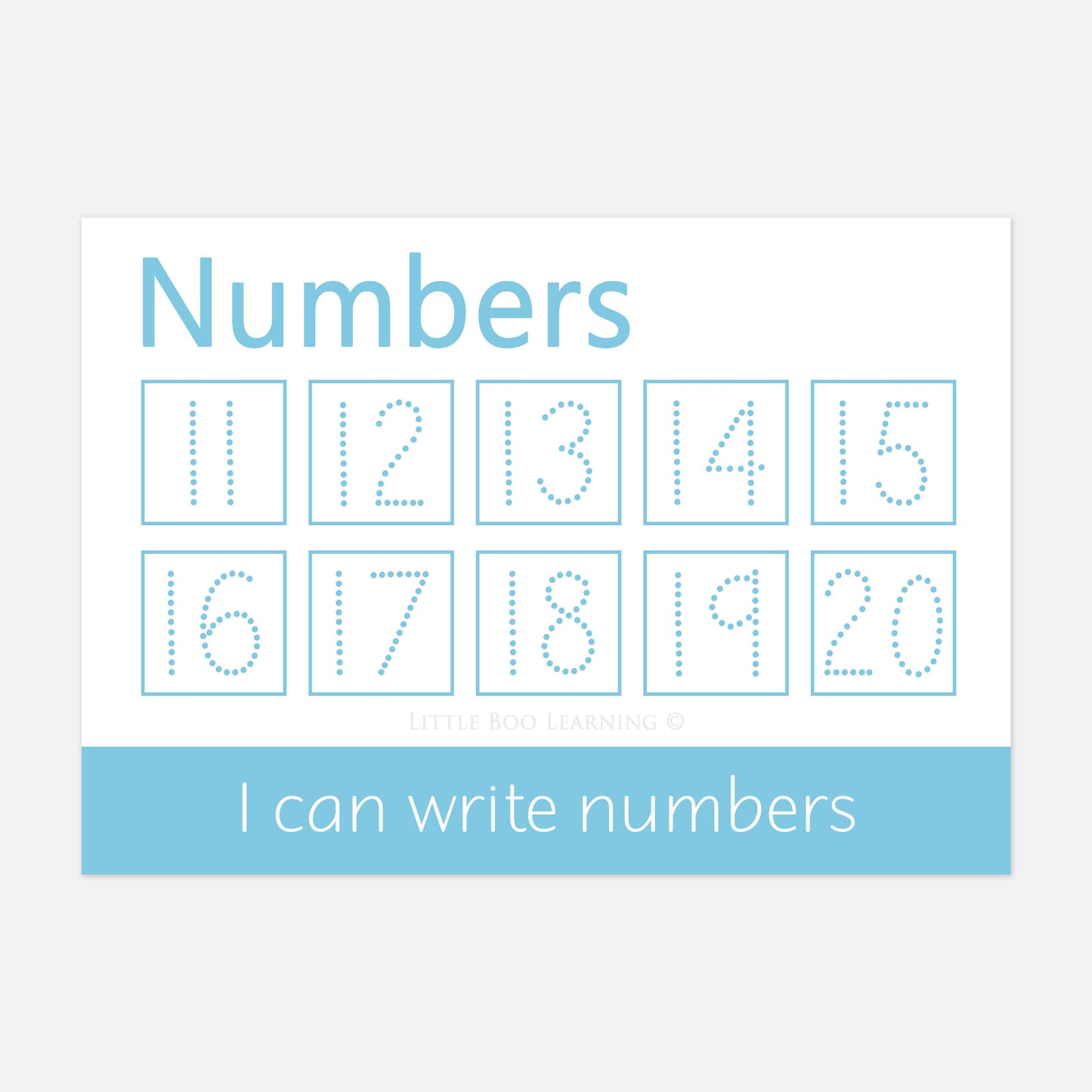 Personalised Numbers 11-20 Learning Mat (WIPE CLEAN)-Little Boo Learning-Learning Mat,learning mats,Numbers,tracing,wipe clean